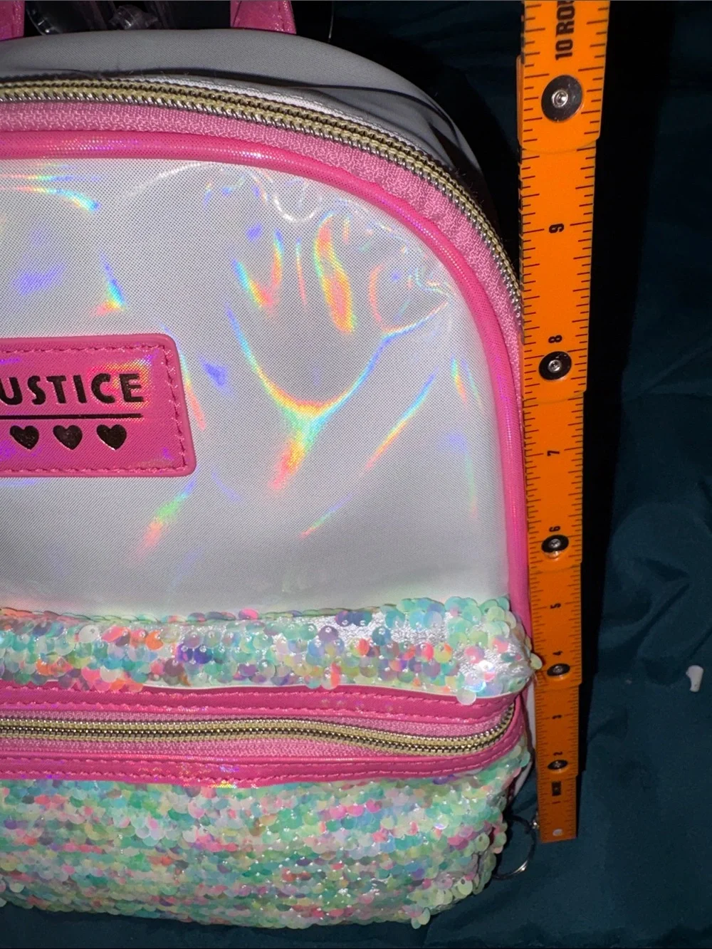 Justice Iridescent Pink Sequin Mini Backpack